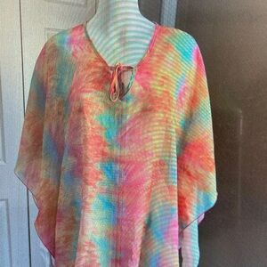 Colorful Tie-Dye Poncho Top